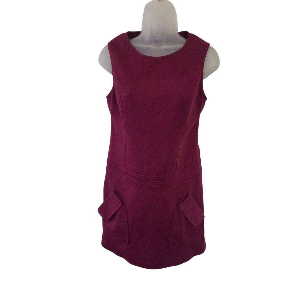 Laundry by Shelli Segal Vintage 90s Burgundy Sheath Dress Sleeveless Pockets 4